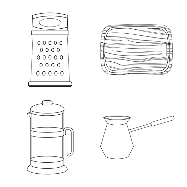 Diseño vectorial de la cocina y el símbolo de cocinar. Colección de ilustración de vectores de cocina y electrodomésticos . — Vector de stock