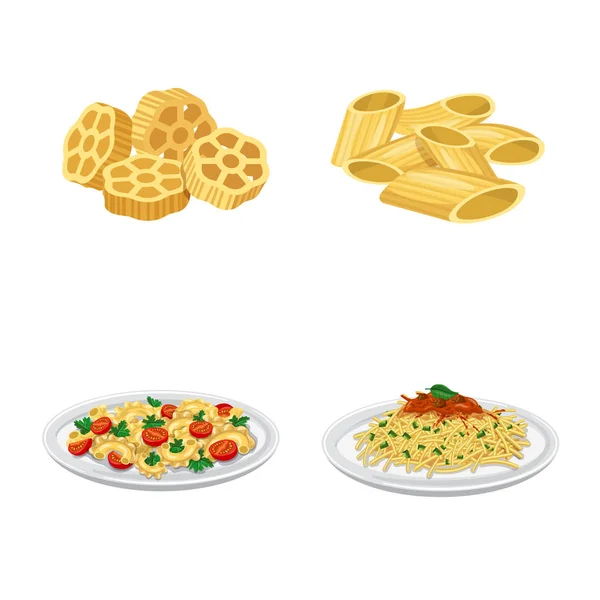 Design vettoriale di pasta e segno di carboidrati. Collezione di pasta e maccheroni stock symbol per il web . — Vettoriale Stock
