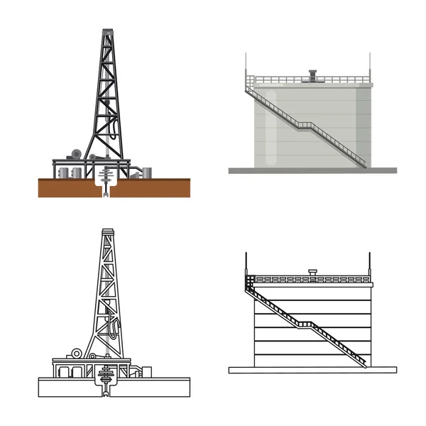 Isolierte Objekt des Öl-und Gas-Symbol. Set von Öl und Benzin-Vektor-Symbol für Aktien. — Stockvektor