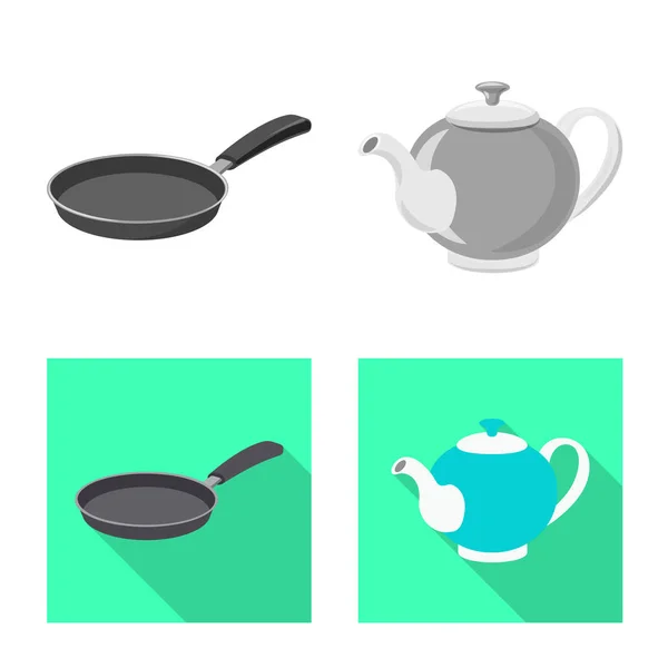 Oggetto isolato di cucina e icona cuoco. Raccolta di illustrazione vettoriale della cucina e degli elettrodomestici . — Vettoriale Stock