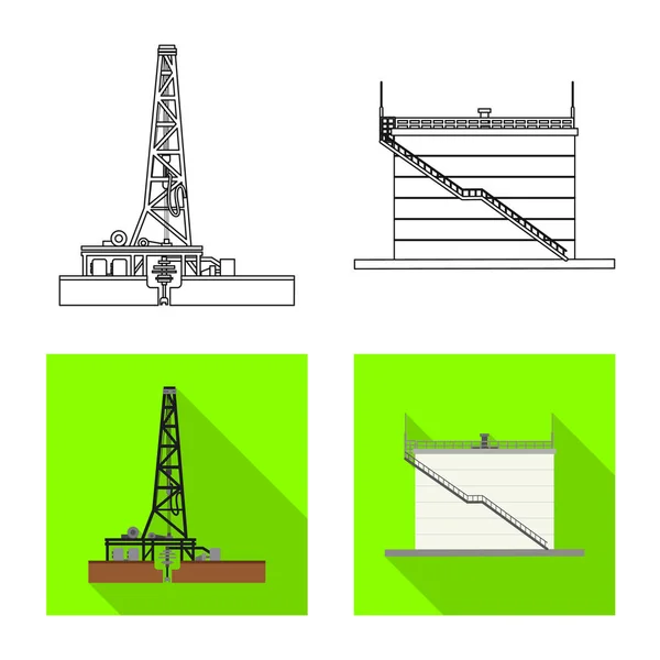 Izolovaný objekt ikony ropy a zemního plynu. Sada olej a benzín vektorové ilustrace. — Stockový vektor