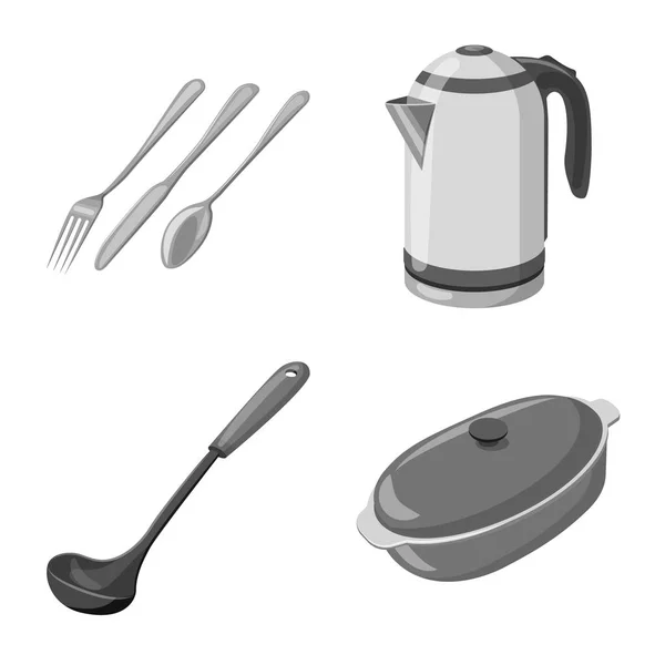 Isolé objet de cuisine et cuisinier signe. Ensemble de symbole de stock de cuisine et d'appareil pour le web . — Image vectorielle