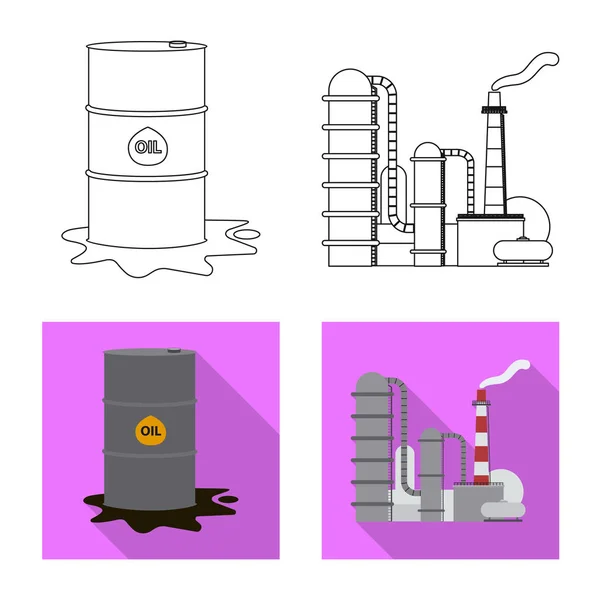 Oggetto isolato di olio e gas simbolo. Set di olio e benzina simbolo stock per il web . — Vettoriale Stock