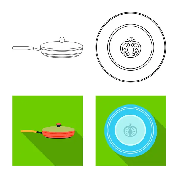 Design vettoriale della cucina e icona cuoco. Raccolta di illustrazione vettoriale della cucina e degli elettrodomestici . — Vettoriale Stock