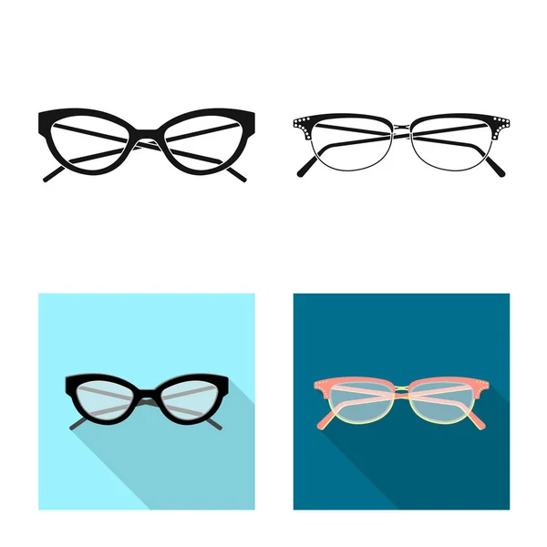 Vector illustration of glasses and frame icon. Set of glasses and accessory stock symbol for web. — Stock Vector