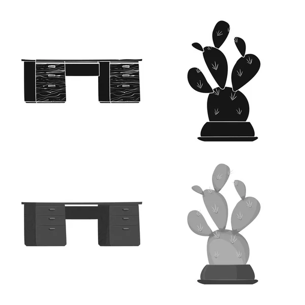 Illustrazione vettoriale di mobili e simboli di lavoro. Set di mobili e home stock simbolo per il web . — Vettoriale Stock