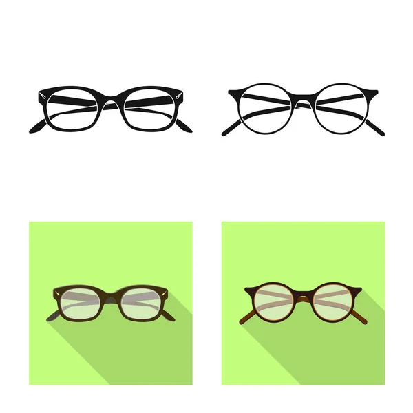 メガネ ・ フレームのロゴの孤立したオブジェクト。メガネとアクセサリーの株式ベクトル図のセット. — ストックベクタ
