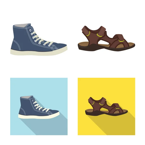 Vector illustration of shoe and footwear sign. Collection of shoe and foot stock vector illustration. — Stock Vector