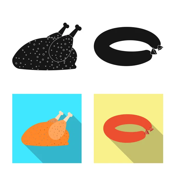 Isolierte Objekt von Fleisch und Schinken Logo. Set aus Fleisch und Kochutensilien für das Web. — Stockvektor