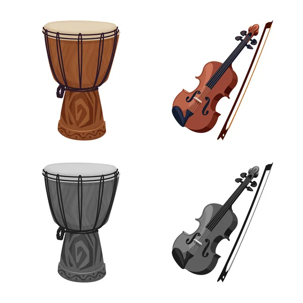 Ilustración vectorial de música y sintonía. Conjunto de música y icono de vector de herramienta para stock . — Vector de stock