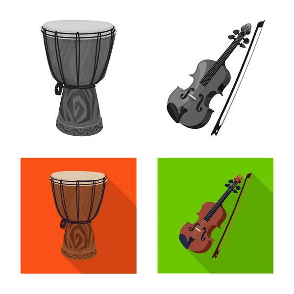 Ilustración vectorial de música y sintonía. Colección de música y vector de herramientas icono para stock . — Vector de stock