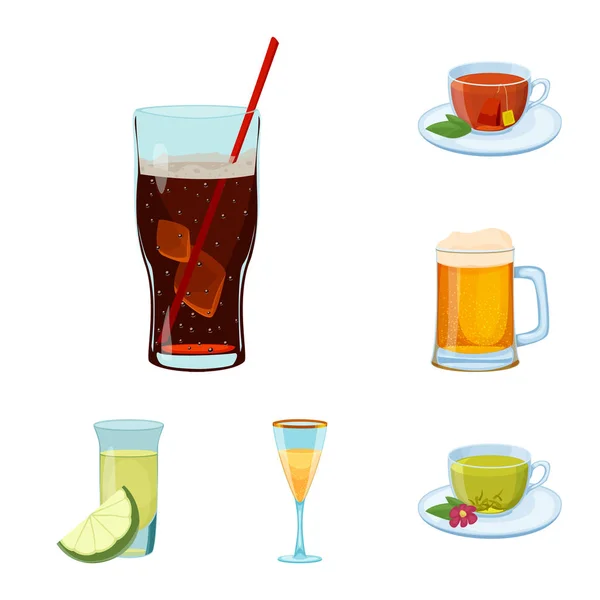 Ізольований об'єкт напою та барного знаку. Колекція напоїв та вечірок Векторні ілюстрації . — стоковий вектор