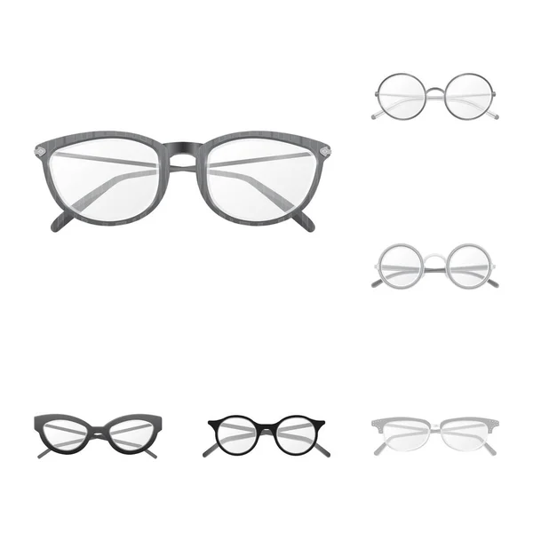 Illustration vectorielle des lunettes et du symbole du cadre. Collection de lunettes et accessoires illustration vectorielle de stock . — Image vectorielle