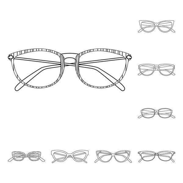 Ilustração vetorial de óculos e ícone de moldura. Coleção de óculos e ilustração do vetor de estoque acessório . — Vetor de Stock