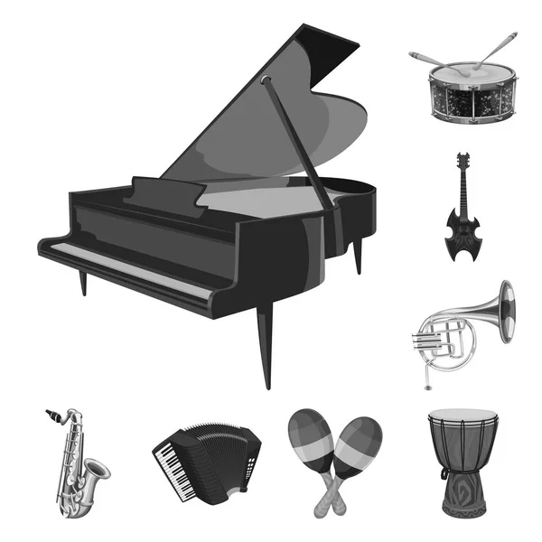Ilustración vectorial de música y sintonía. Colección de música e ilustración de vector de stock de herramientas . — Vector de stock