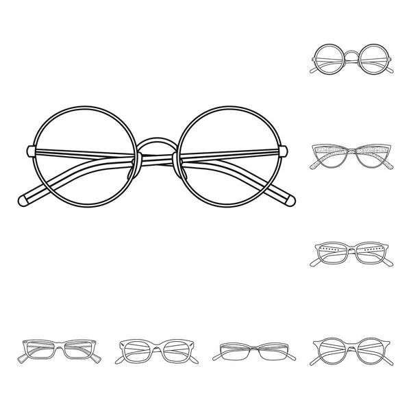 Objet isolé de lunettes et de monture signe. Collection de lunettes et accessoires illustration vectorielle de stock . — Image vectorielle