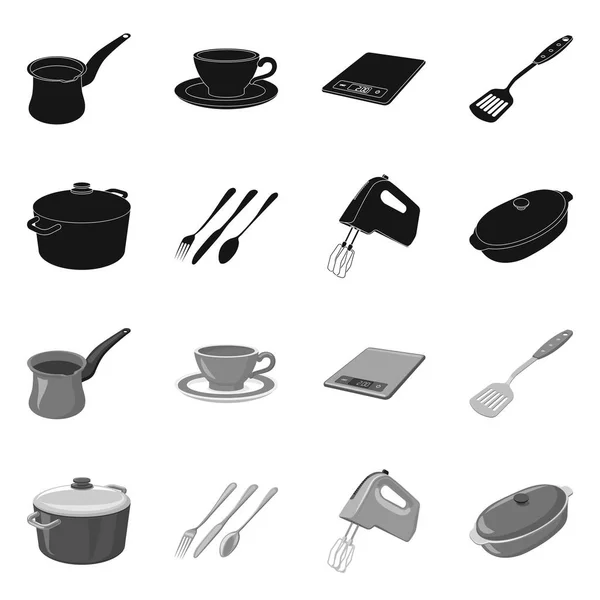 Ilustración vectorial de cocina y símbolo de cocinero. Conjunto de ilustración de vectores de cocina y electrodomésticos . — Vector de stock