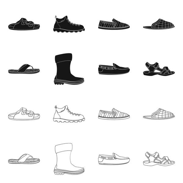 Conception vectorielle du logo chaussure et chaussures. Ensemble d'illustration vectorielle de chaussure et de pied . — Image vectorielle