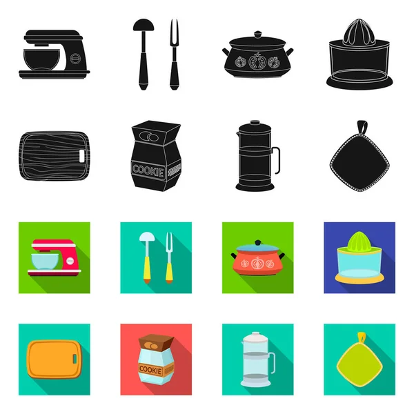 Design vettoriale della cucina e segno cuoco. Raccolta di illustrazione vettoriale della cucina e degli elettrodomestici . — Vettoriale Stock