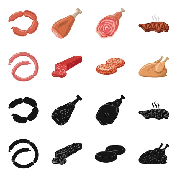 Isolierte Objekt von Fleisch und Schinken Logo. Sammlung von Fleisch und Kochvektorsymbol für Aktien. — Stockvektor