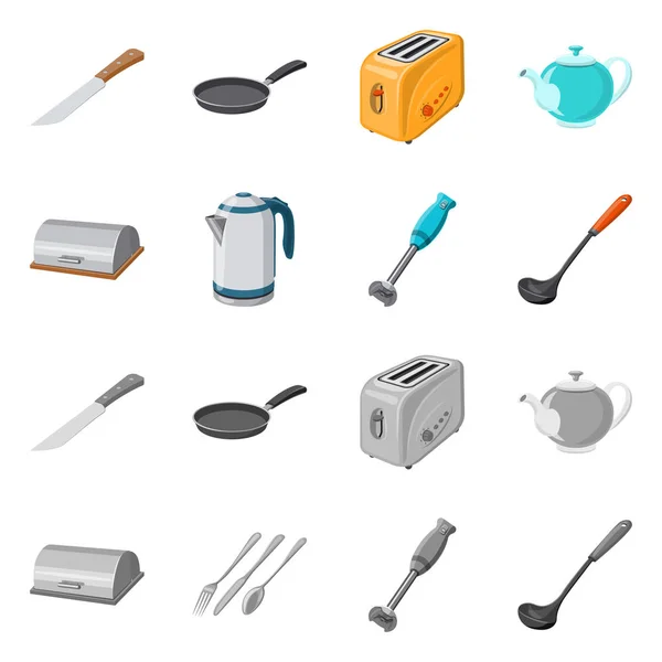 Objeto aislado de cocina y logotipo de cocinero. Colección de cocina y electrodomésticos icono vectorial para stock . — Vector de stock