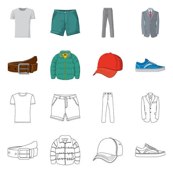 Design vettoriale dell'uomo e logo dell'abbigliamento. Collezione di uomo e indossare stock simbolo per il web . — Vettoriale Stock