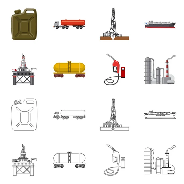 Diseño vectorial del logotipo de petróleo y gas. Conjunto de aceite y gasolina símbolo de stock para web . — Vector de stock