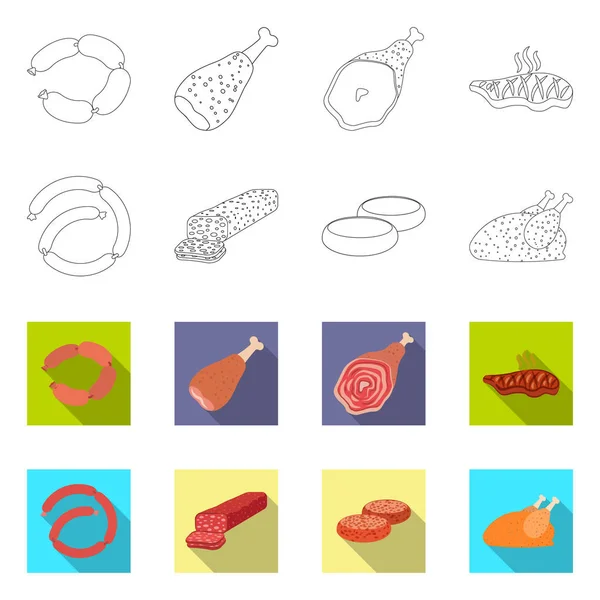 Isolated object of meat and ham logo. Set of meat and cooking stock vector illustration. — Stock Vector