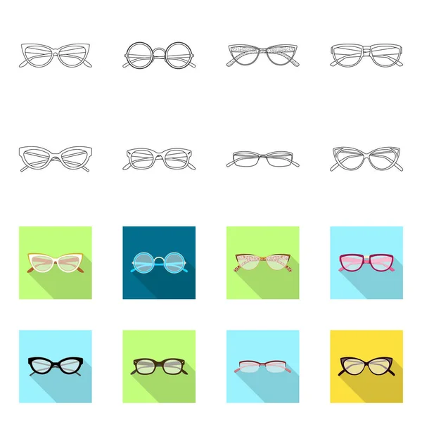 Vector illustration of glasses and frame icon. Collection of glasses and accessory vector icon for stock. — Stock Vector