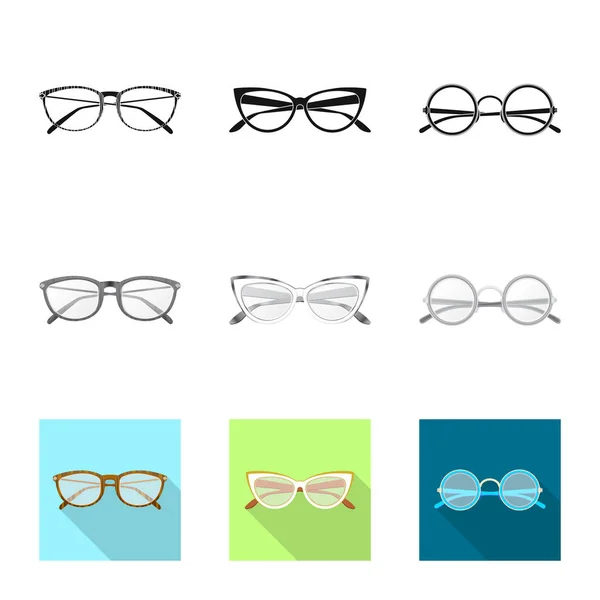 Vector illustration of glasses and frame icon. Collection of glasses and accessory stock symbol for web. — Stock Vector