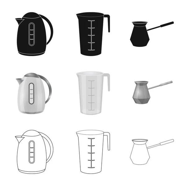 Geïsoleerde object van keuken en cook pictogram. Collectie van keuken- en apparatenbouw aandelensymbool voor web. — Stockvector