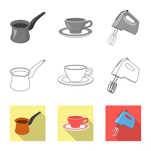 Vektor-Illustration von Küche und Koch-Symbol. Set von Bestandsvektoren für Küche und Geräte. — Stockvektor