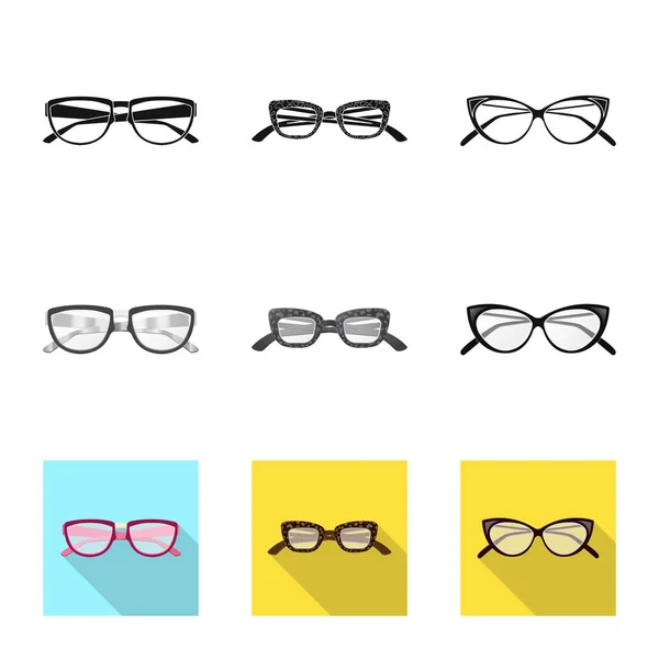 Projeto vetorial de óculos e símbolo de quadro. Coleção de óculos e símbolo de estoque acessório de web . — Vetor de Stock