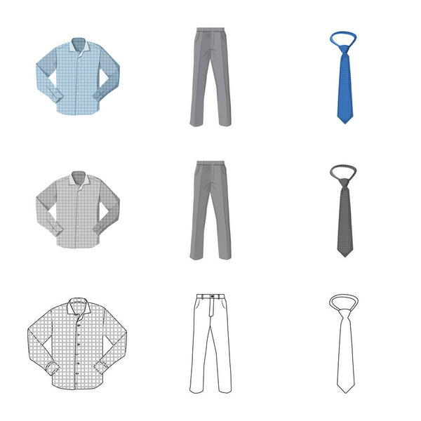 Vector design of man and clothing symbol. Set of man and wear stock symbol for web.