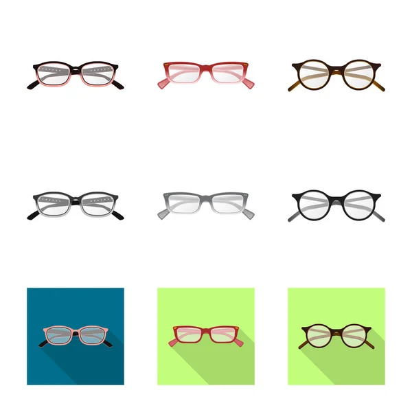 Vektor-Illustration von Brille und Rahmen-Logo. Sammlung von Brillen und Zubehör Aktiensymbol für das Web. — Stockvektor