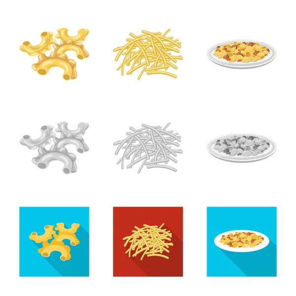 Vektor design av pasta och kolhydrat-logotypen. Uppsättning av pasta, makaroner lager vektorillustration. — Stock vektor