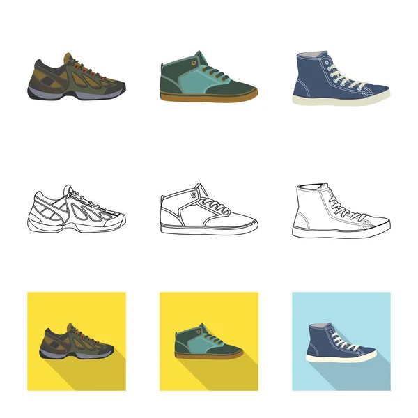 Diseño vectorial de zapato y signo de calzado. Set de zapato y pie vector icono para stock . — Archivo Imágenes Vectoriales