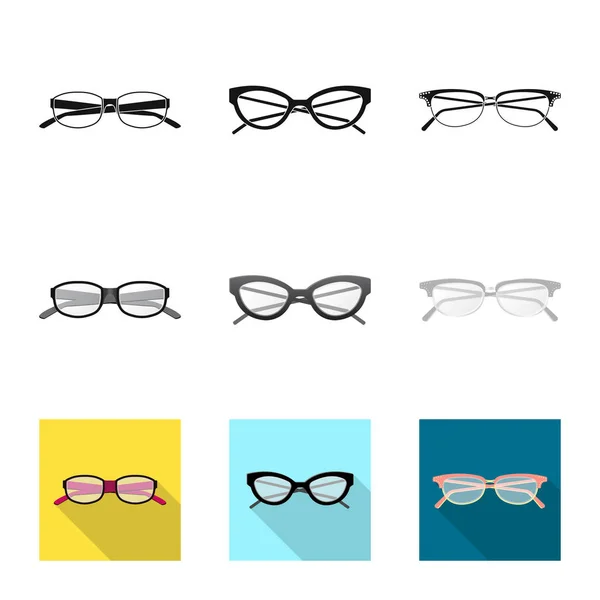 Ilustración vectorial de gafas e icono del marco. Conjunto de gafas y accesorio stock vector ilustración . — Archivo Imágenes Vectoriales