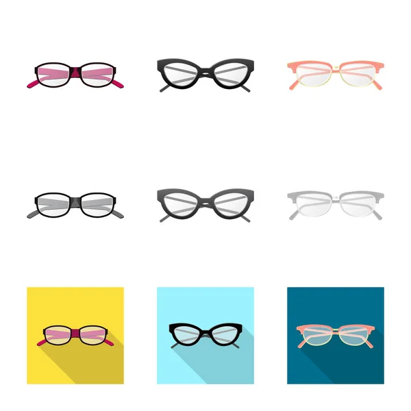 Objet isolé de lunettes et logo cadre. Ensemble de lunettes et icône vectorielle accessoire pour stock . — Image vectorielle