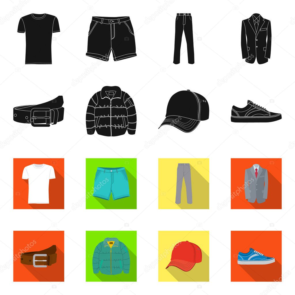 Vector design of man and clothing sign. Set of man and wear stock symbol for web.