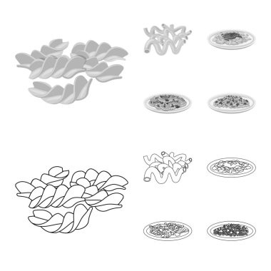 Makarna ve karbonhidrat simge vektör Illustration. Makarna ve makarna koleksiyonu vektör hisse senedi simgesi.