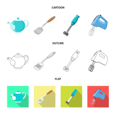 Mutfak ve yemek işaret yalıtılmış nesne. Mutfak ve cihaz hisse senedi vektör çizim topluluğu.