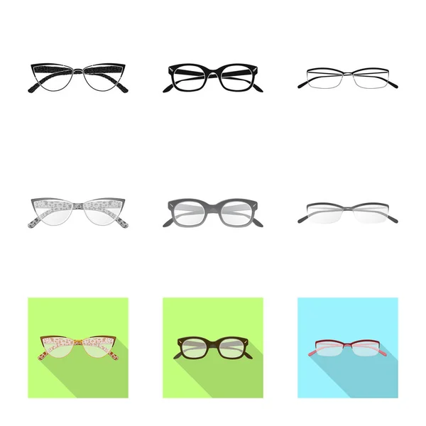 Conception vectorielle de lunettes et icône de cadre. Collection de lunettes et icône vectorielle accessoire pour stock . — Image vectorielle