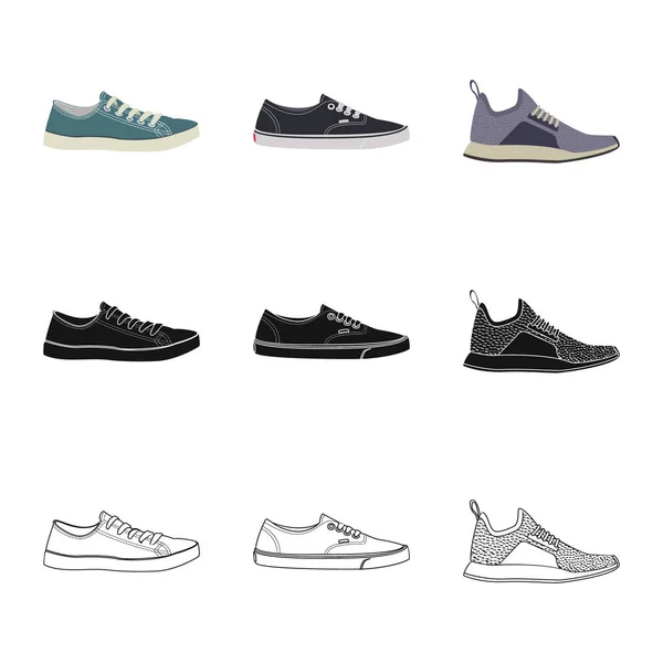 Objet isolé de chaussure et de chaussure signe. Ensemble de chaussure et icône de vecteur de pied pour stock . — Image vectorielle