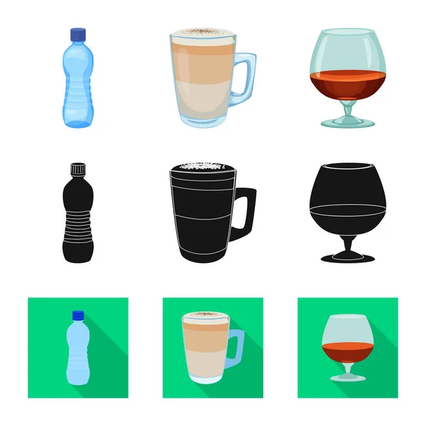 Illustrazione vettoriale del logo della bevanda e del bar. Raccolta di bevande e party stock symbol per il web . — Vettoriale Stock