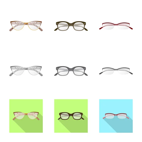 Objet isolé de lunettes et logo cadre. Collection de lunettes et icône vectorielle accessoire pour stock . — Image vectorielle