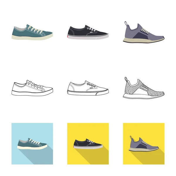 Isolerade objekt av sko och skodon logotyp. Samling av skon och foten lager vektorillustration. — Stock vektor