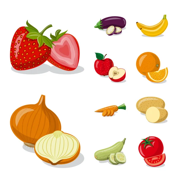 Objeto aislado de símbolo vegetal y frutal. Colección de icono de vector vegetal y vegetariano para stock . — Archivo Imágenes Vectoriales