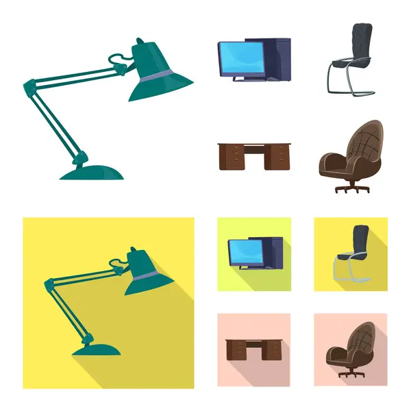 Bútorok és munka logó vektoros illusztráció. Gyűjteménye bútorok és otthoni stock vektor illusztráció. — Stock Vector