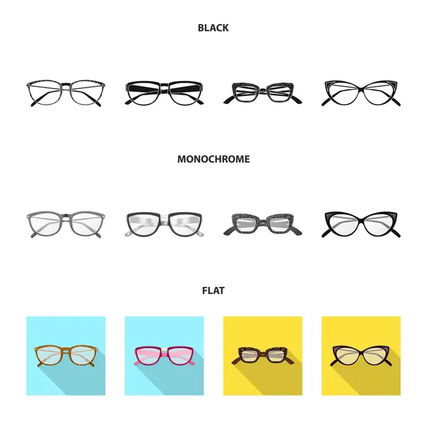 Ilustración vectorial de gafas y logotipo del marco. Colección de gafas y accesorio stock vector ilustración . — Archivo Imágenes Vectoriales